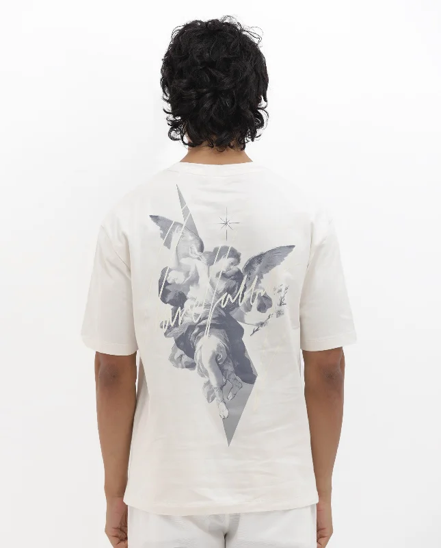 Men's Shirts with Belt LoopsRare Rabbit Articale Men's River Off White Cotton Polyester Fabric Crew Neck Oversized Fit Graphic Print T-Shirt Men's Shirts with Belt LoopsRare Rabbit Articale Men's River Off White Cotton Polyester Fabric Crew Neck Oversized Fit Graphic Print T-Shirt
