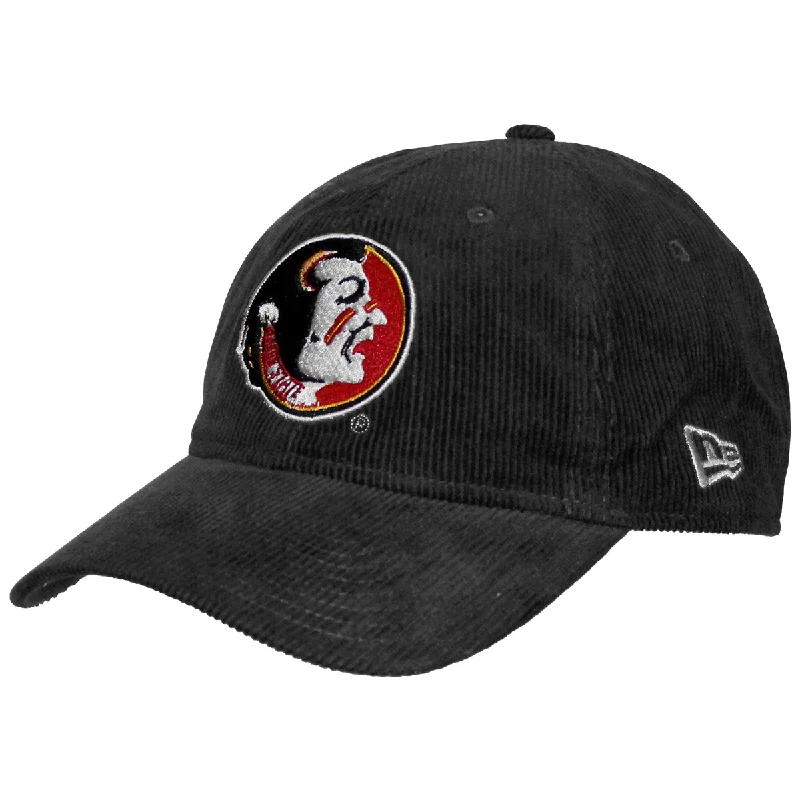 Stylish Trucker CapsNew Era Vault Seminole Logo 920 Adjustable Corduroy Cap - Black