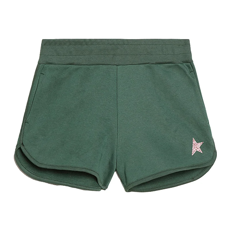 Cool Men's Linen ShortsGreen Logo Print Shorts