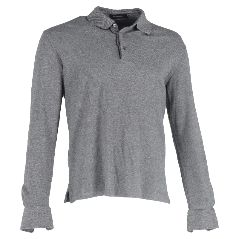 Men's Shirts with French CuffsErmenegildo Zegna Long Sleeve Polo Shirt in Grey Cotton Men's Shirts with French CuffsErmenegildo Zegna Long Sleeve Polo Shirt in Grey Cotton