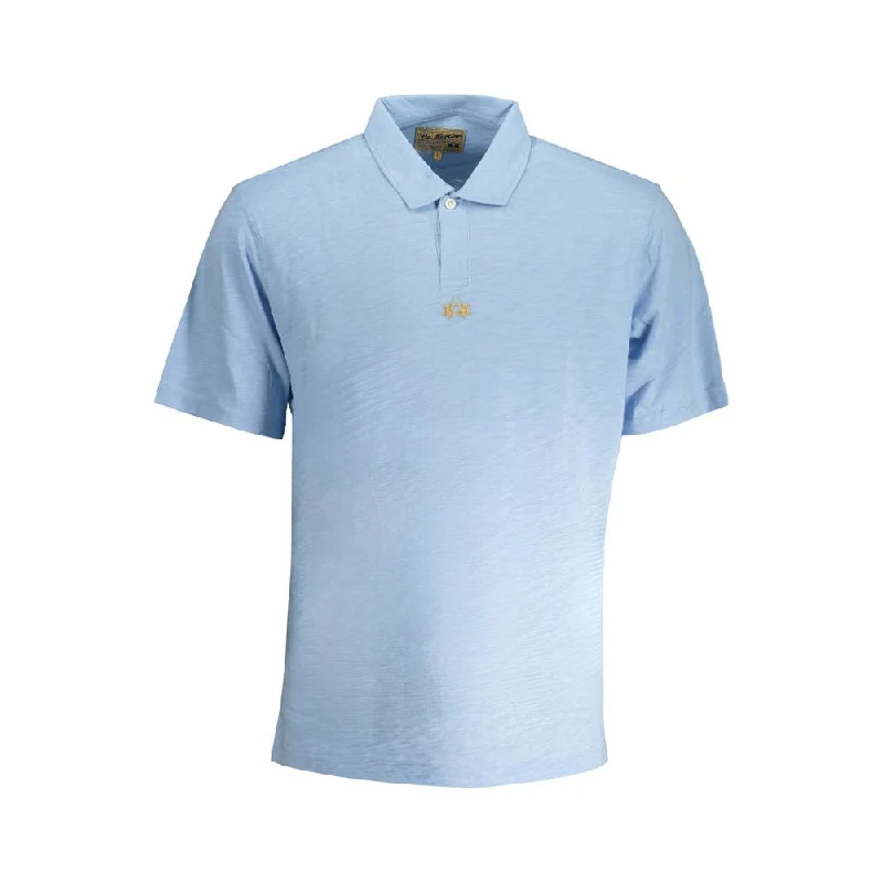 Men's Shirts with Single-Breasted DesignsLa Martina blue Cotton Polo Men's Shirt