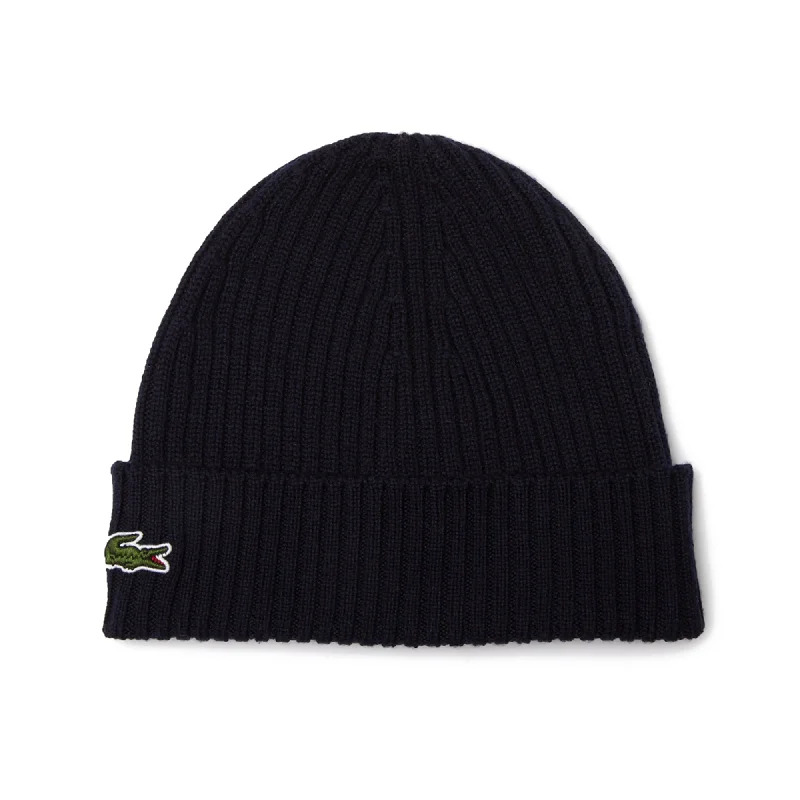 Bright Straw HatsLacoste RB0001 Knitted Wool Beanie - Navy