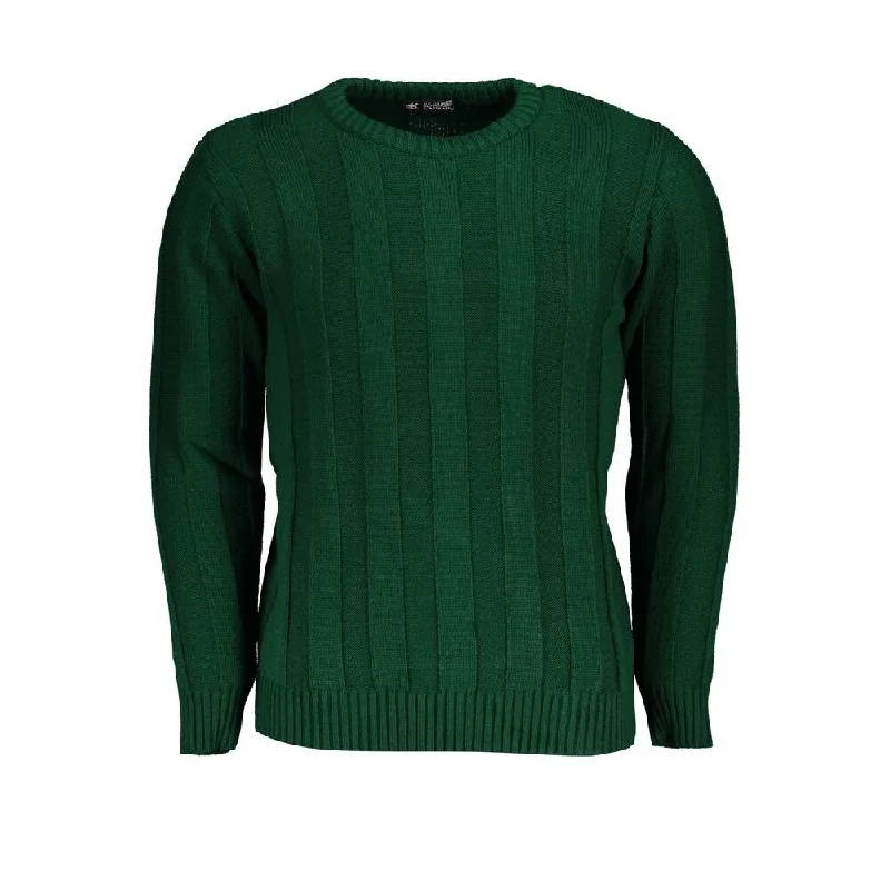 Men's Sweaters with Button-Down PlacketsU.S. Grand Polo Green Fabric Men's Sweater