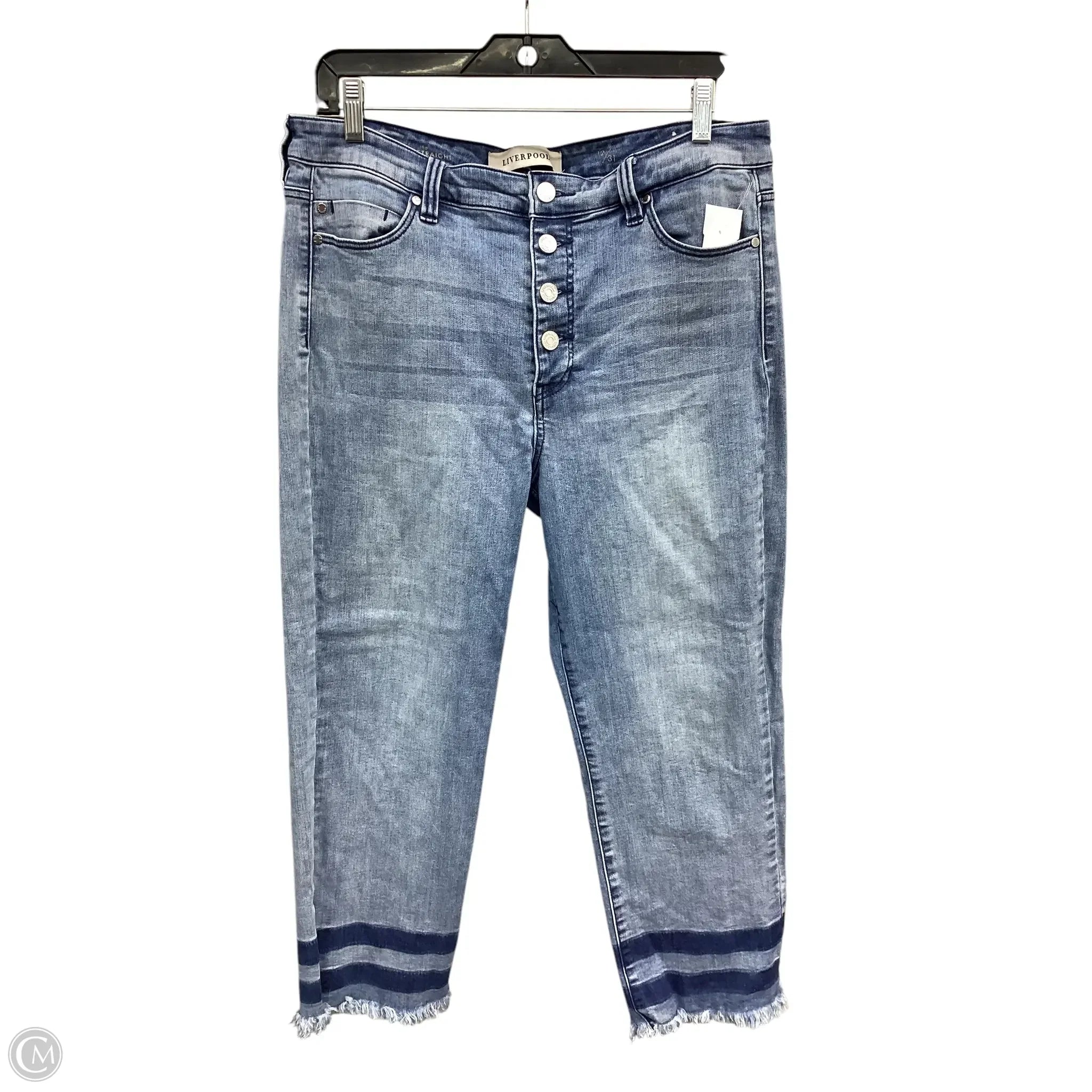 Authentic Raw Denim Men's JeansJeans Cropped By Liverpool In Blue Denim, Size: 12