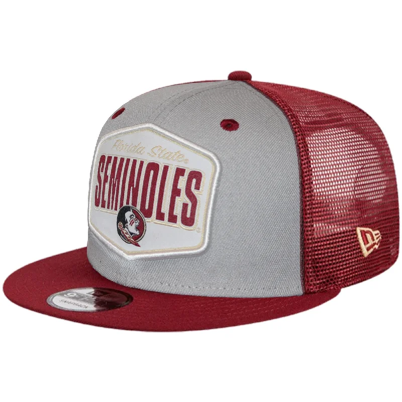 Beach Bucket CapsNew Era Florida State Seminoles Patch 9Fifty Flat Bill Snapback Trucker Cap - Grey/Garnet Beach Bucket CapsNew Era Florida State Seminoles Patch 9Fifty Flat Bill Snapback Trucker Cap - Grey/Garnet
