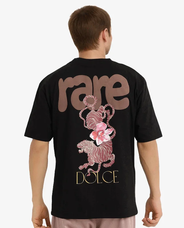 Men's Shirts with Surplice HemlinesRare Rabbit Men Chers Black Cotton Fabric Short Sleeve Crew Neck Oversized Fit Graphic Back Print T-Shirt Men's Shirts with Surplice HemlinesRare Rabbit Men Chers Black Cotton Fabric Short Sleeve Crew Neck Oversized Fit Graphic Back Print T-Shirt