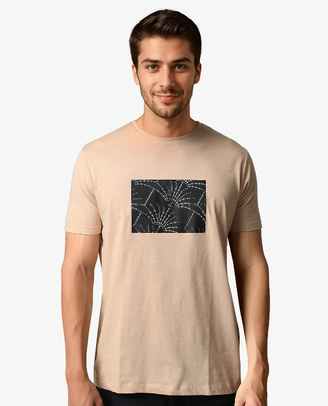Men's Shirts with Moisture-Wicking FabricRare Rabbit Men's Glams Beige Crew Neck Abstract Graphic Logo Printed T-Shirt Men's Shirts with Moisture-Wicking FabricRare Rabbit Men's Glams Beige Crew Neck Abstract Graphic Logo Printed T-Shirt