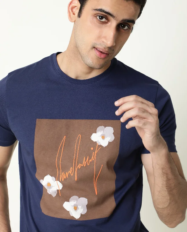 Men's Shirts for HikingRare Rabbit Men's Tule Navy Cotton Fabric Crew Neck Half Sleeves Regular Fit Floral Graphic Printed T-Shirt Men's Shirts for HikingRare Rabbit Men's Tule Navy Cotton Fabric Crew Neck Half Sleeves Regular Fit Floral Graphic Printed T-Shirt