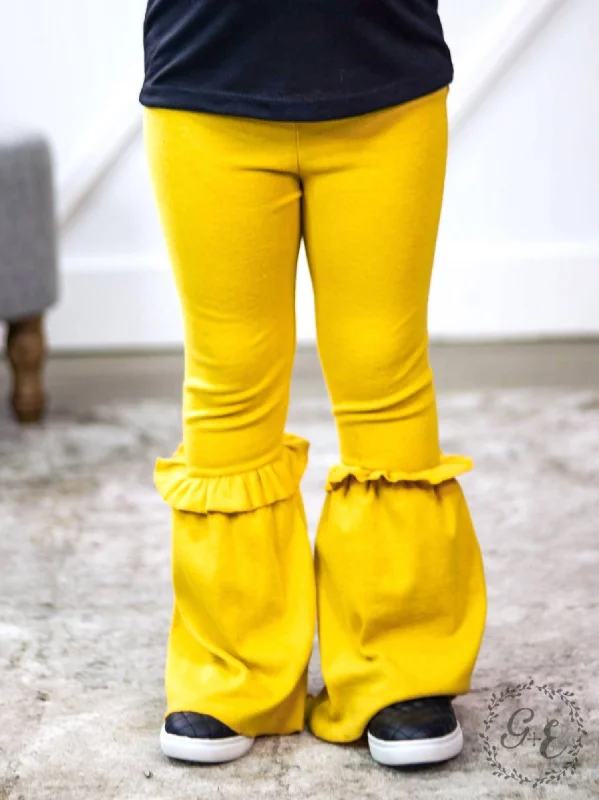 Men's Casual Short Pants for LoungingGirl's Ruffle My Feathers Flare Pants With Ruffle In Yellow