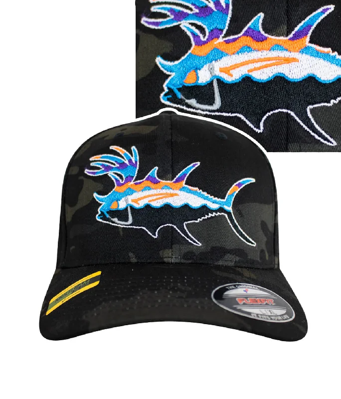Retro Fedora Caps"Buck-Eye Explorer" Unisex Multicam Classic Flexfit Hat