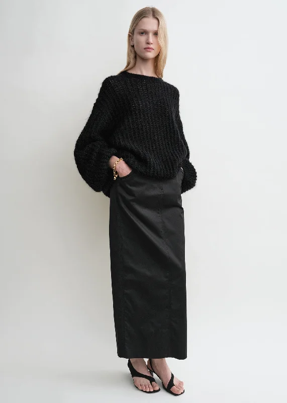 Men's Sweaters with Adjustable HemlinesPuffed knit black