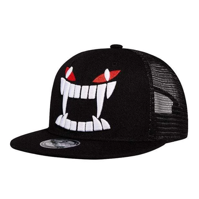 Stylish Baseball Hats for MenMen's Punk Devil's Teeth Embroidered Mesh Cap