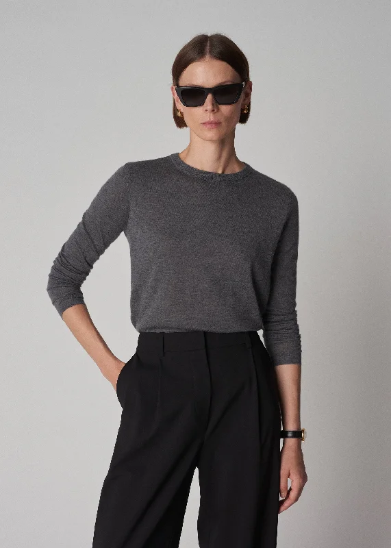 Elegant Men's Shawl-Collar SweatersLong Sleeve Crew in Fine Cashmere - Grey