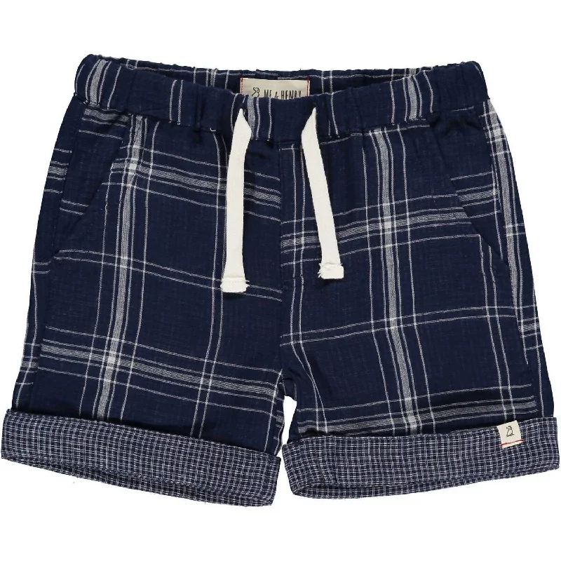 Men's Flexible High-Performance ShortsBoy's Turn-Up Shorts In Marina Navy Gauze