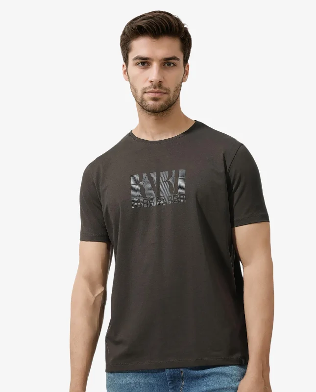 Men's Shirts with Rounded HemlinesRare Rabbit Men's Luno Olive Cotton Lycra Fabric Half Sleeves Graphic Print T-Shirt Men's Shirts with Rounded HemlinesRare Rabbit Men's Luno Olive Cotton Lycra Fabric Half Sleeves Graphic Print T-Shirt