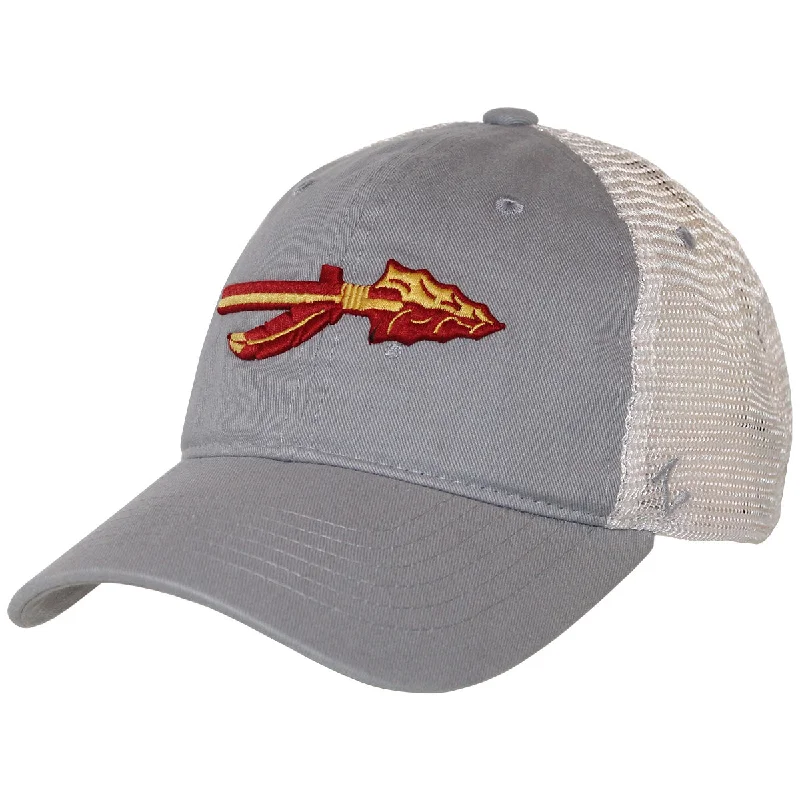 Casual Fedora Hats for MenZephyr Vault Florida State Spear Design Adjustable Soft Mesh Trucker Cap - Grey/White