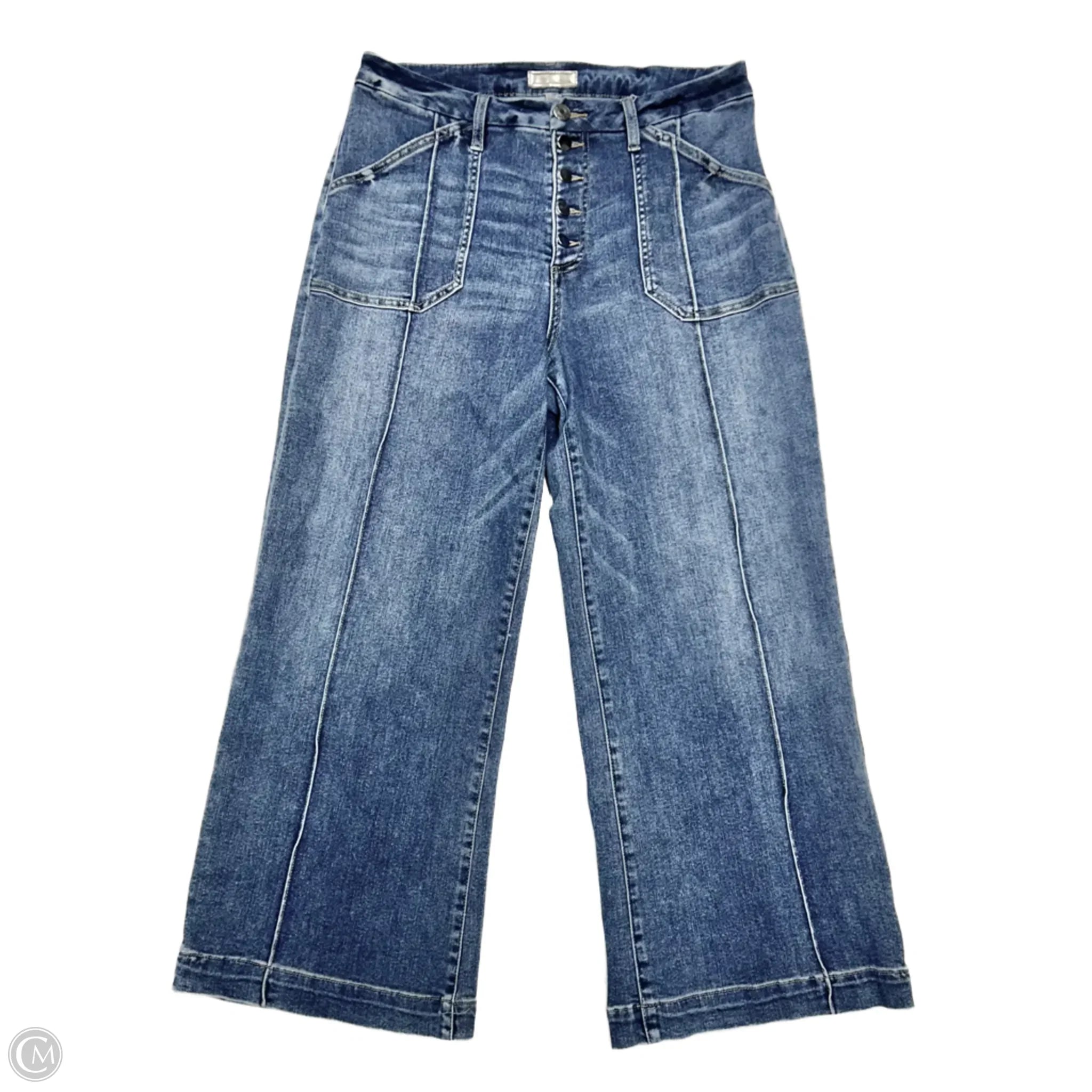 Men's Jeans with Embroidered LogosJeans Wide Leg By Kut In Blue Denim, Size: 14