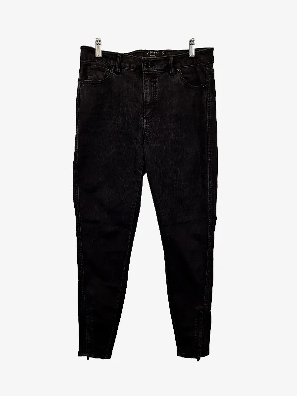 Men's Jeans with Embroidered LogosWitchery Charcoal Cropped Zipped Ankle Denim Jeans Size 12 Men's Jeans with Embroidered LogosWitchery Charcoal Cropped Zipped Ankle Denim Jeans Size 12