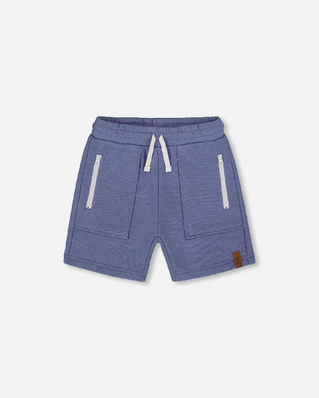 Practical and Stylish Men's Cargo ShortsFrench Terry Zip Pocket Shorts Pale Mauve Blue Practical and Stylish Men's Cargo ShortsFrench Terry Zip Pocket Shorts Pale Mauve Blue