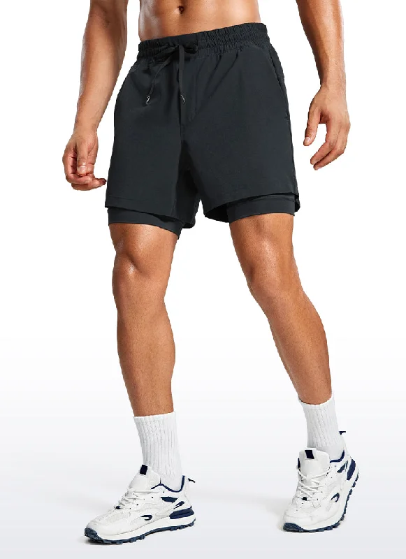 Men's Stylish Pattern ShortsFeathery-Fit 2 in 1 Athletic Shorts 5''- with Pockets & Long Liner
