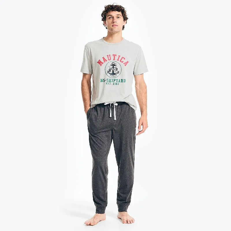 Breathable Men's Mesh TopsNautica Mens Logo Graphic T-Shirt Pajama Pant Set