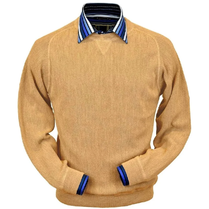 Men's Sweaters with Drawstring WaistbandsBaby Alpaca 'Links Stitch' Sweatshirt-Style Crew Neck Sweater in Melon Heather by Peru Unlimited Men's Sweaters with Drawstring WaistbandsBaby Alpaca 'Links Stitch' Sweatshirt-Style Crew Neck Sweater in Melon Heather by Peru Unlimited