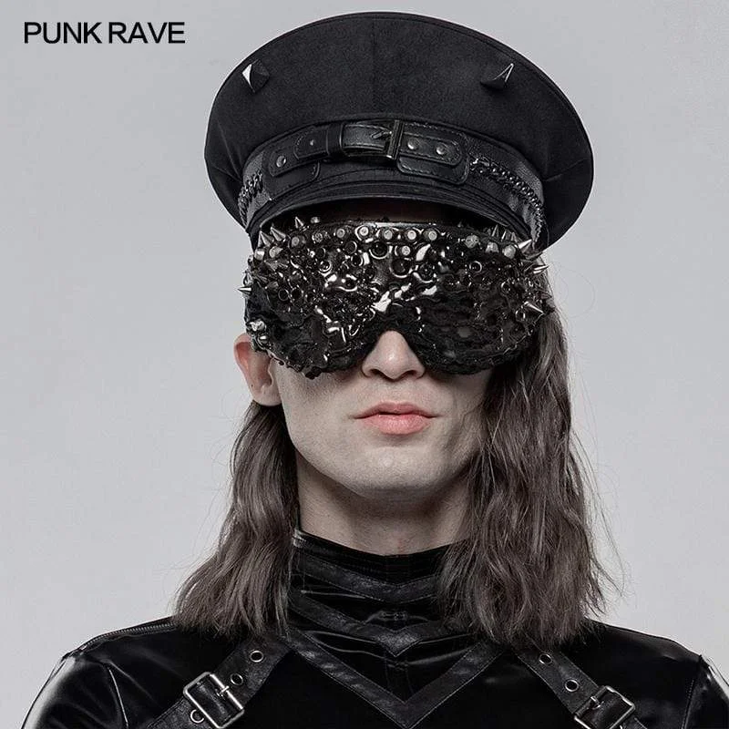 Modern BeaniesMen's Punk Military Rivets Buckle-up Hats