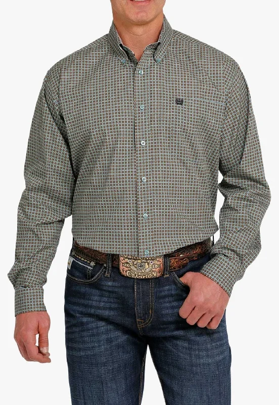Comfortable Men's Flannel ShirtsCinch Mens Geo Print Long Sleeve Shirt