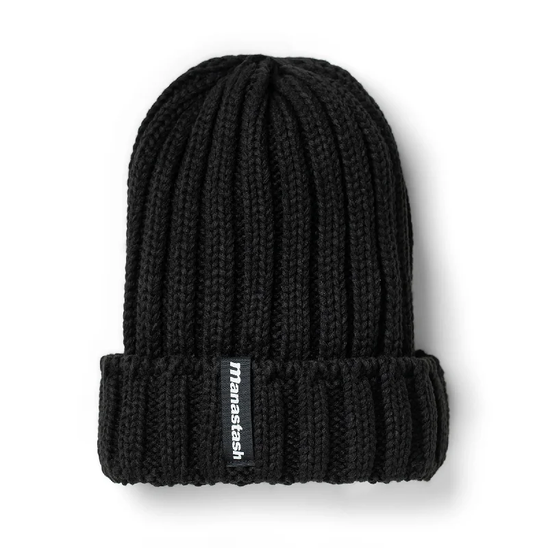 Patterned Beanie CapsManastash 90's Logo Beanie II - Black