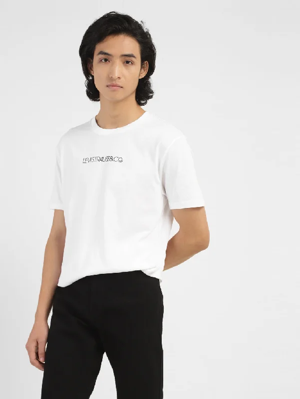 Men's Shirts with Short PlacketsMen's Brand Logo Crew Neck T-shirt White