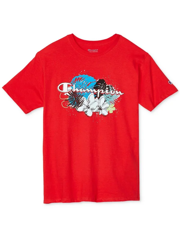 Men's Shirts with Asymmetrical HemlinesMens Knit Cotton Graphic T-Shirt