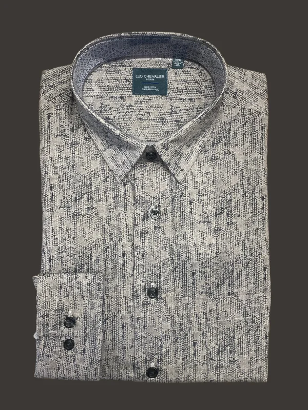 Men's Patterned Casual Shirts for Relaxed StylingLeo Chevalier Hidden Button down Non Iron Grey Stone Sport Shirt *Tall Sizes* 623467/QT 3298 Men's Patterned Casual Shirts for Relaxed StylingLeo Chevalier Hidden Button down Non Iron Grey Stone Sport Shirt *Tall Sizes* 623467/QT 3298