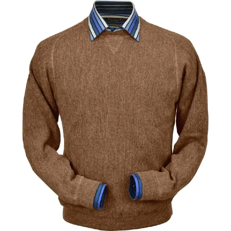 Men's Sweaters with Ribbed CuffsBaby Alpaca 'Links Stitch' Sweatshirt-Style Crew Neck Sweater in Vicuña by Peru Unlimited Men's Sweaters with Ribbed CuffsBaby Alpaca 'Links Stitch' Sweatshirt-Style Crew Neck Sweater in Vicuña by Peru Unlimited