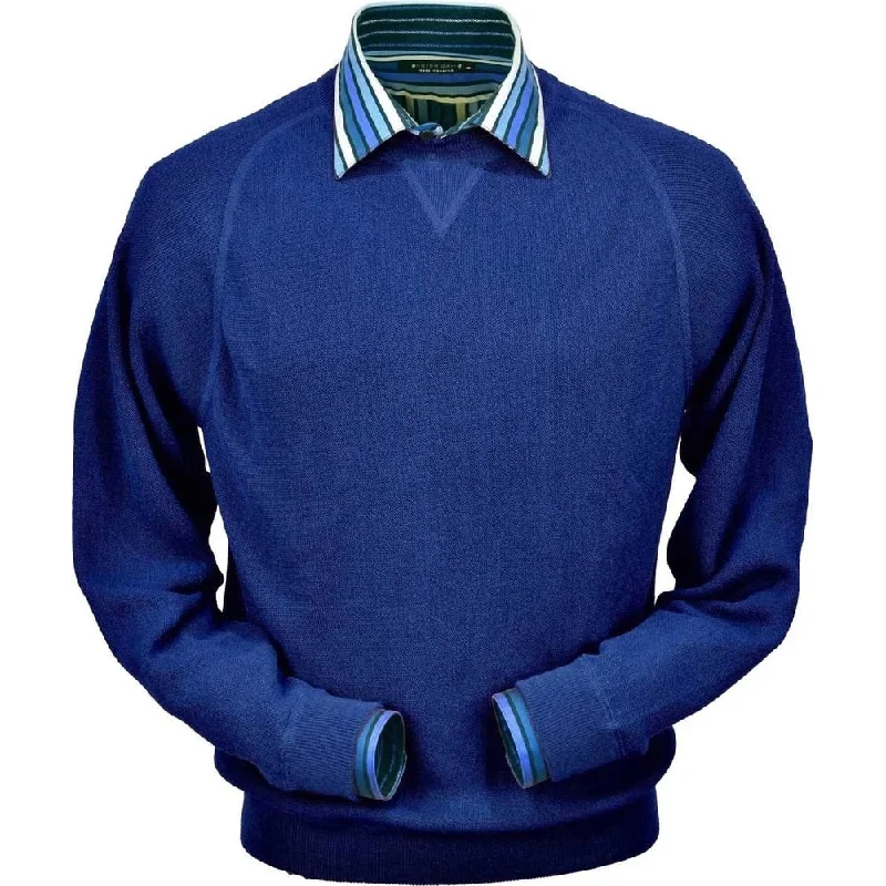 Men's Sweaters with Hidden PocketsBaby Alpaca 'Links Stitch' Sweatshirt-Style Crew Neck Sweater in Electric Blue by Peru Unlimited Men's Sweaters with Hidden PocketsBaby Alpaca 'Links Stitch' Sweatshirt-Style Crew Neck Sweater in Electric Blue by Peru Unlimited