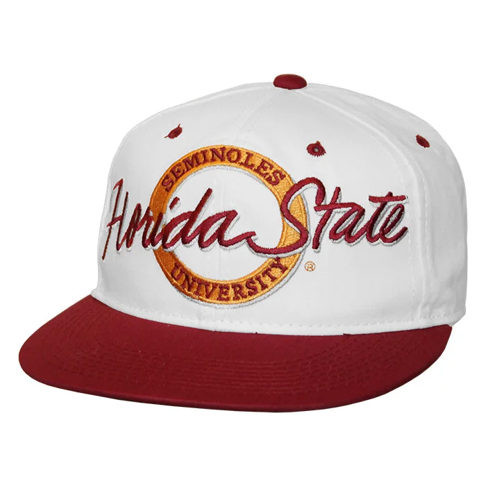 Designer Trucker HatsThe Game Florida State Vintage Logo Snapback Cap - White/Garnet Designer Trucker HatsThe Game Florida State Vintage Logo Snapback Cap - White/Garnet