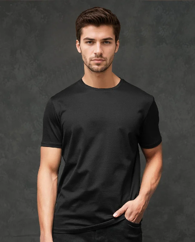 Men's Shirts with Raw-Edge HemlinesRare Rabbit Mens Tangos Black Short Sleeve Solid T-Shirt Men's Shirts with Raw-Edge HemlinesRare Rabbit Mens Tangos Black Short Sleeve Solid T-Shirt