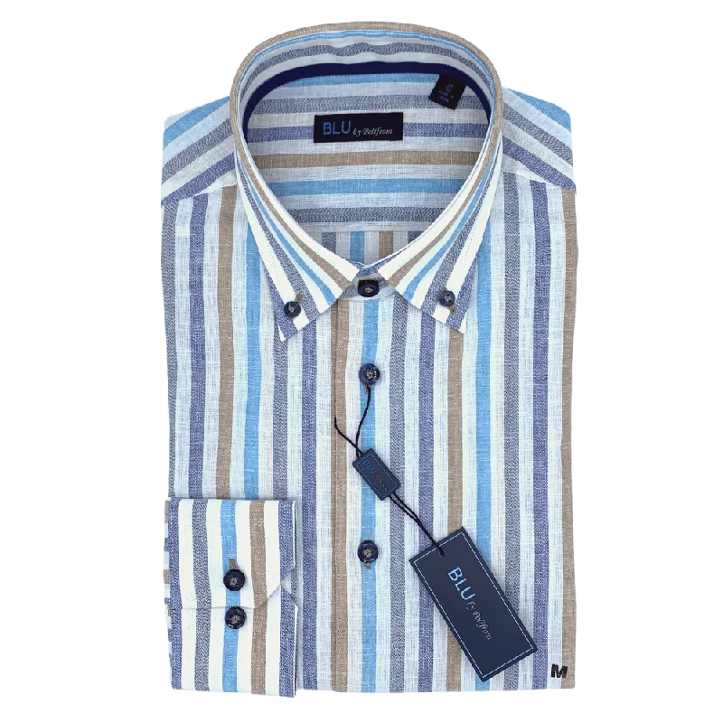 Casual Men's Button-Down ShirtsBlu by Polifroni Long Sleeve Sport Shirt - B-2249642
