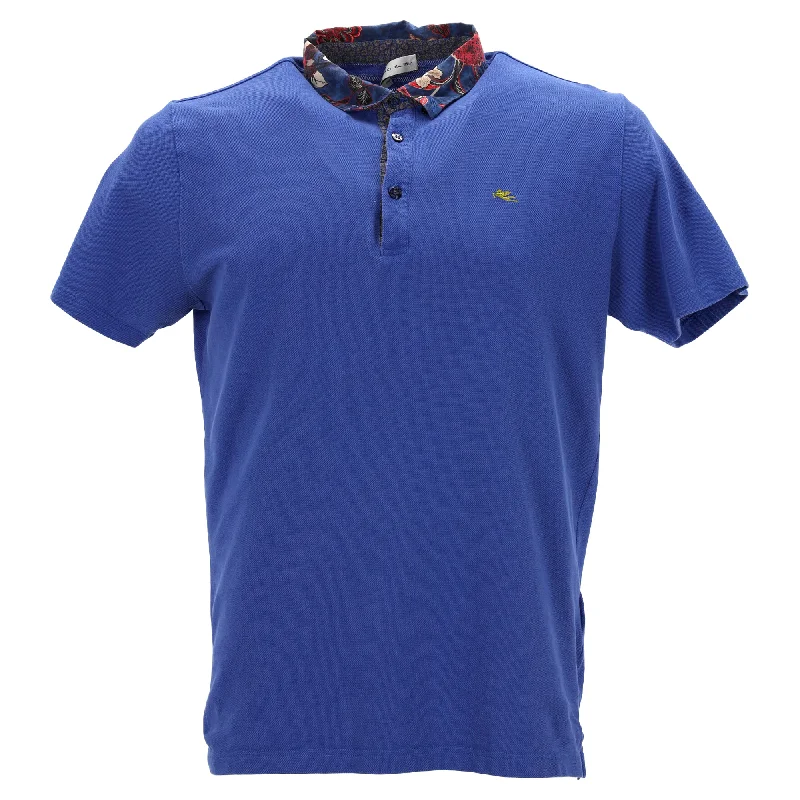 Men's Shirts with Full PlacketsEtro Printed Collar Polo Shirt in Blue Cotton