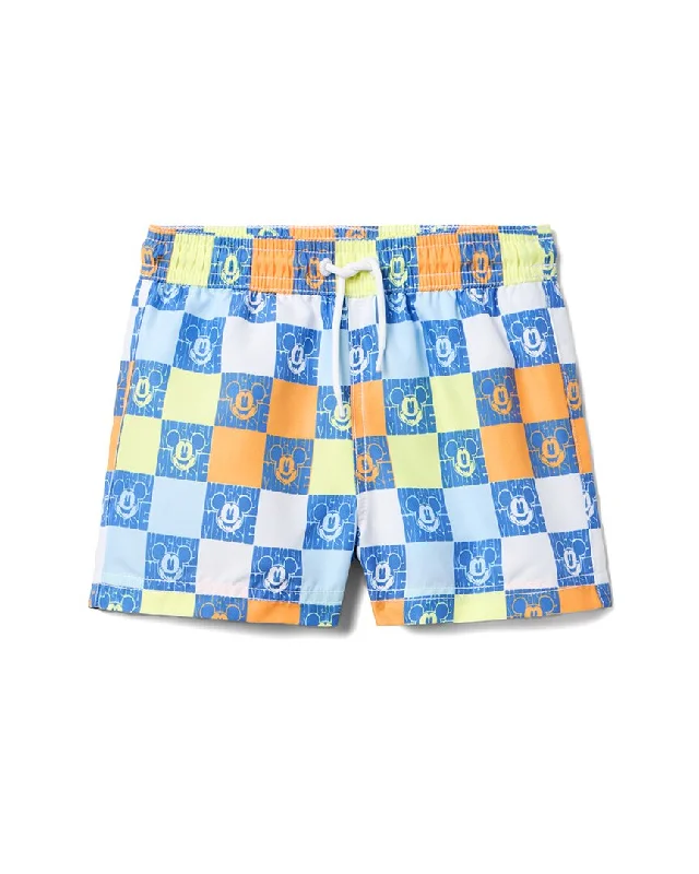 Men's Elastic Waistband ShortsJanie and Jack Disney Mickey Mouse Recycled Check Swim Trunk