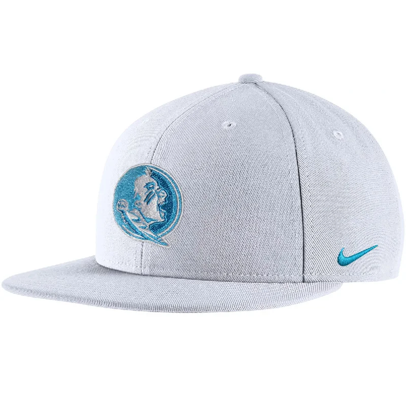 Women's Beanie CapsNike Turquoise Seminole Logo Adjustable Pro Flatbill Cap - White