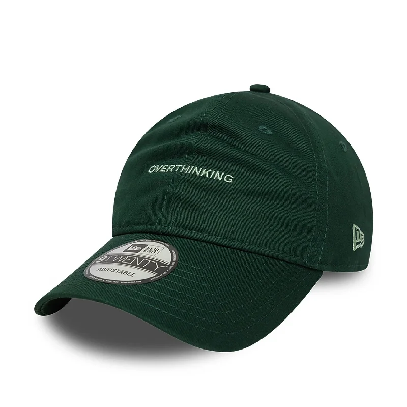 Stylish Trucker CapsNew Era Overthinking Slogan Dark Green 9TWENTY Adjustable Cap
