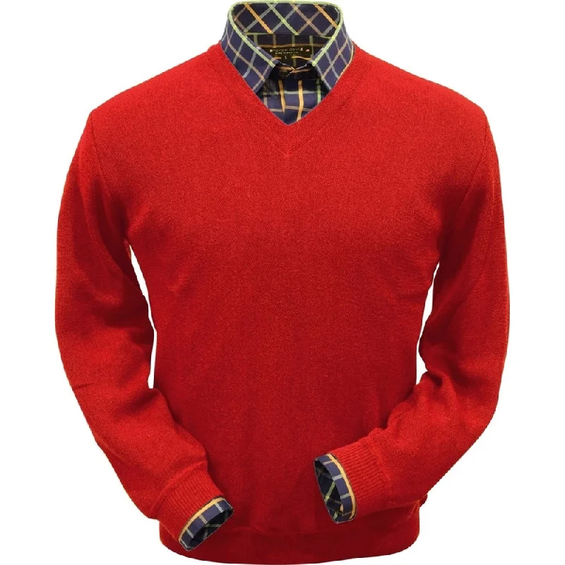 Men's Sweaters with SnapsBaby Alpaca 'Links Stitch' V-Neck Sweater in Wisconsin Red by Peru Unlimited Men's Sweaters with SnapsBaby Alpaca 'Links Stitch' V-Neck Sweater in Wisconsin Red by Peru Unlimited