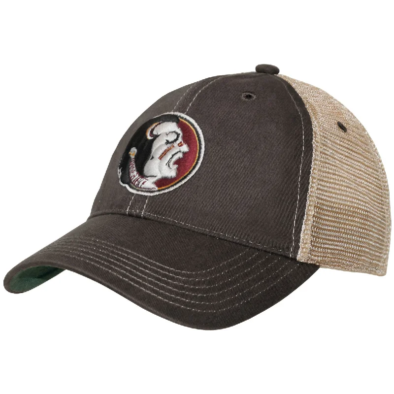Bright Straw HatsLegacy Vault Seminole Logo Adjustable Trucker Hat - Black