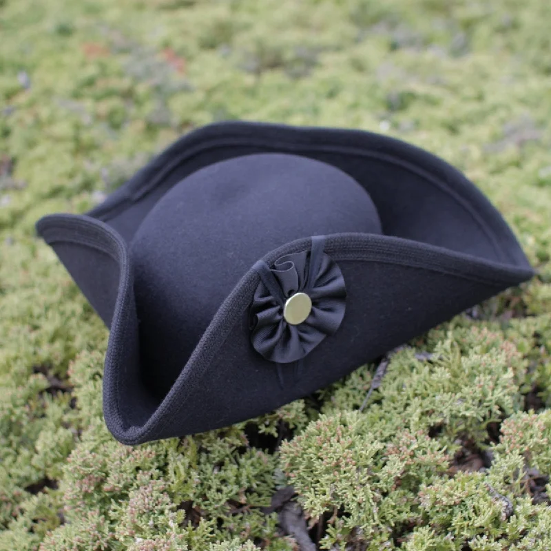 Protective Safety HatsFur Felt Civilian Tricorn - Low BLACK