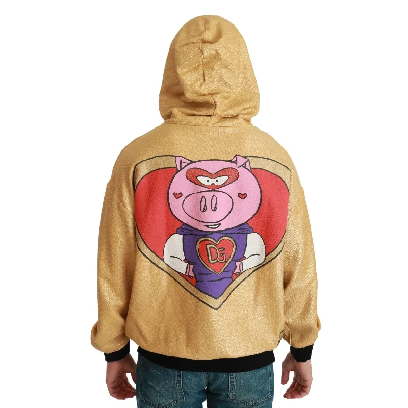 Men's Sweaters with Ribbed CuffsDolce & Gabbana Exquisite Gold Hooded Cotton Men's Sweater