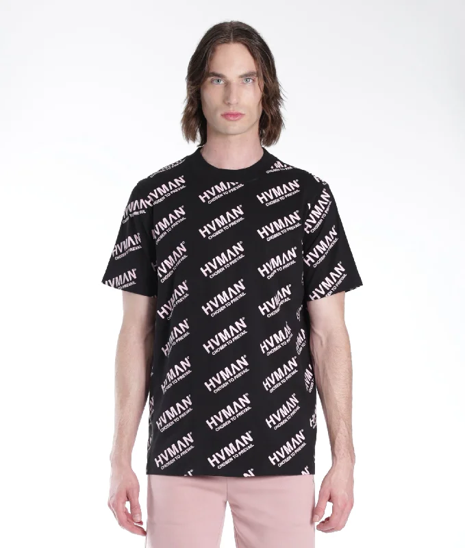 Solid-Colored Men's ShirtsNovelty Tee Repeat In Black & Dusty Pink Lettering