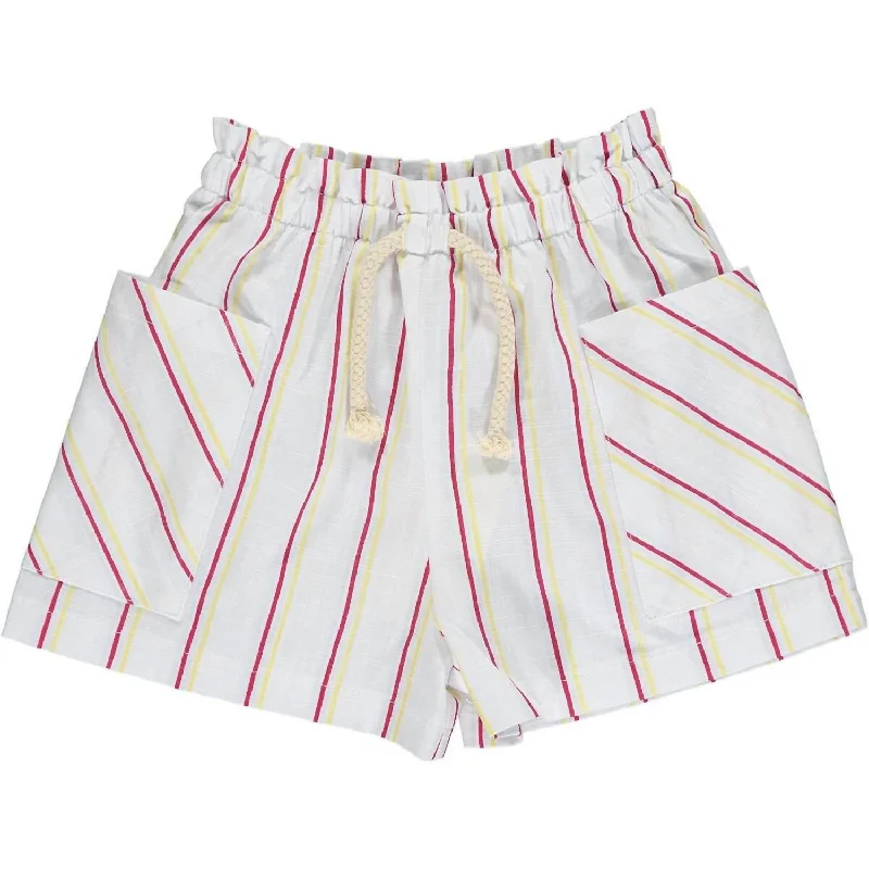 Sporty and Athletic Men's Workout ShortsGirls Striped Short In White