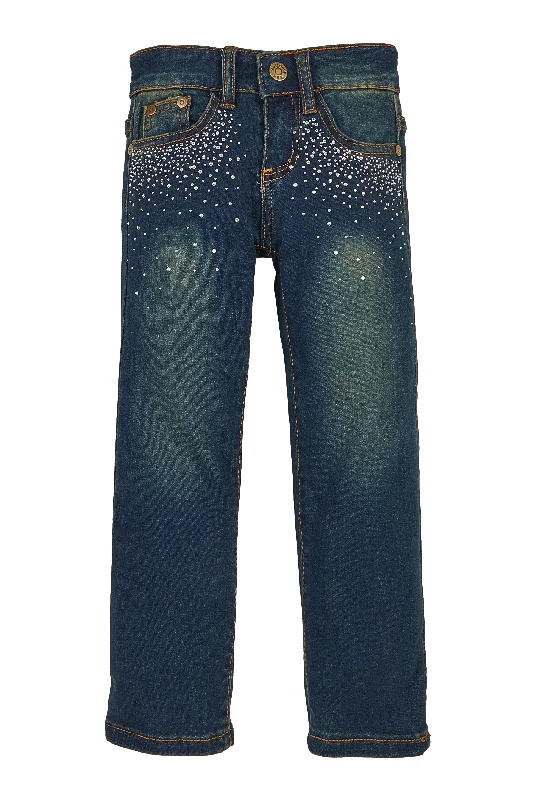 Men's Jeans with a Distressed LookLittle Girls Rhinestone Straight Leg Jeans