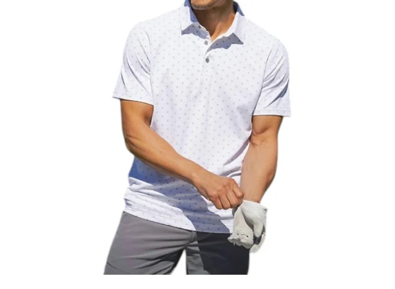 Men's Shirts with Graphic PrintsVirtue Eco Pique Tile Print Polo Shirt In White