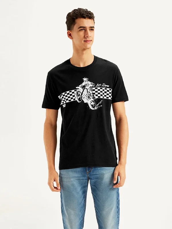 Warm Men's Fleece-Lined TopsMen's Graphic Print Slim Fit T-Shirt